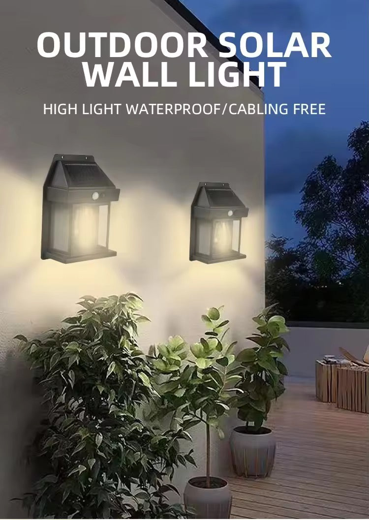 Pack 2 Farol Solar De Pared + Sensor Movimiento